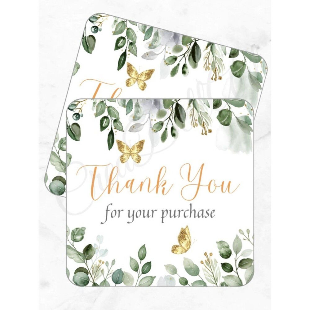 60 Pack Leaves Square Shaped Thank You Cards